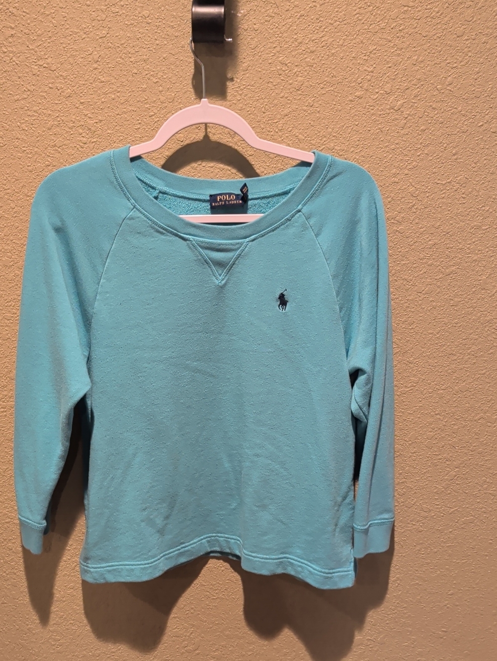 Polo by Ralph Lauren Aqua Crewneck Sweatshirt with Pony Logo